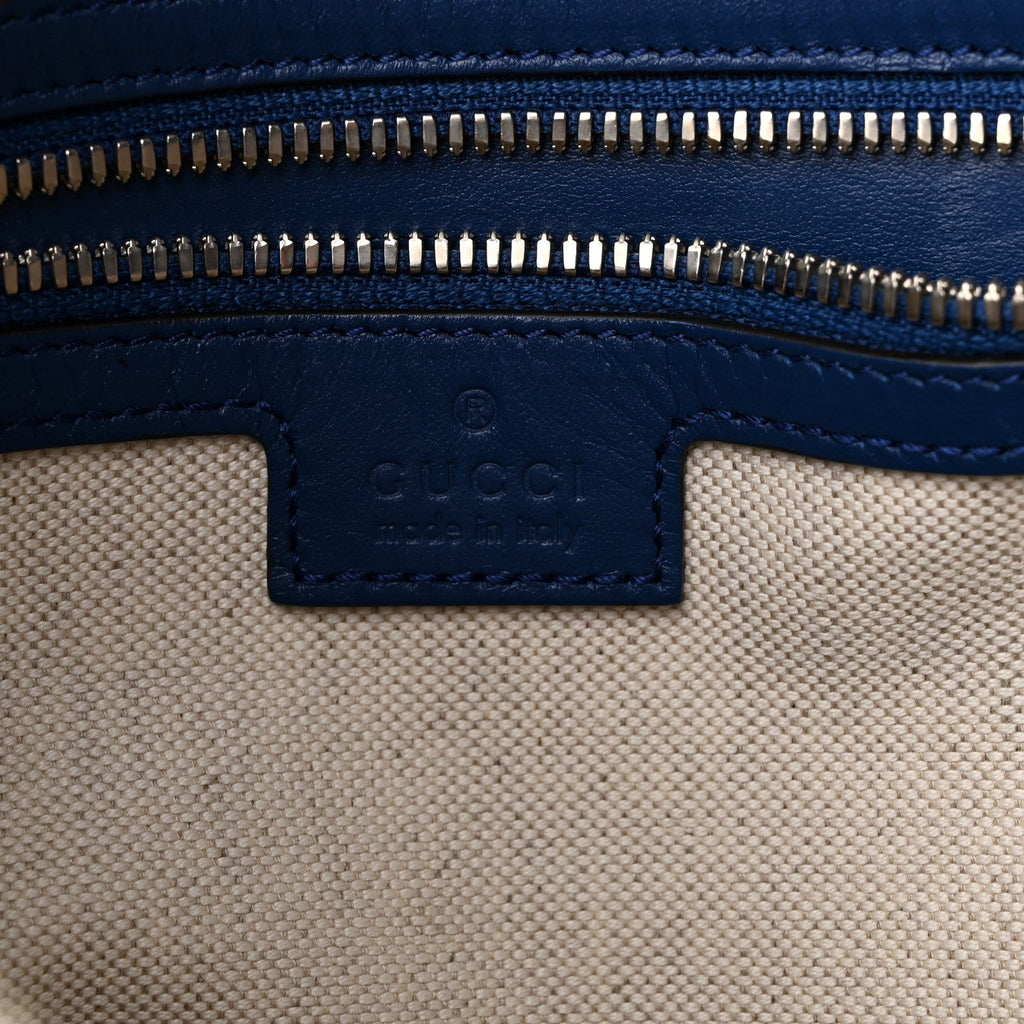 Calfskin GG Tennis Embossed Medium Wristlet Messenger Bag Intense Metal Blue