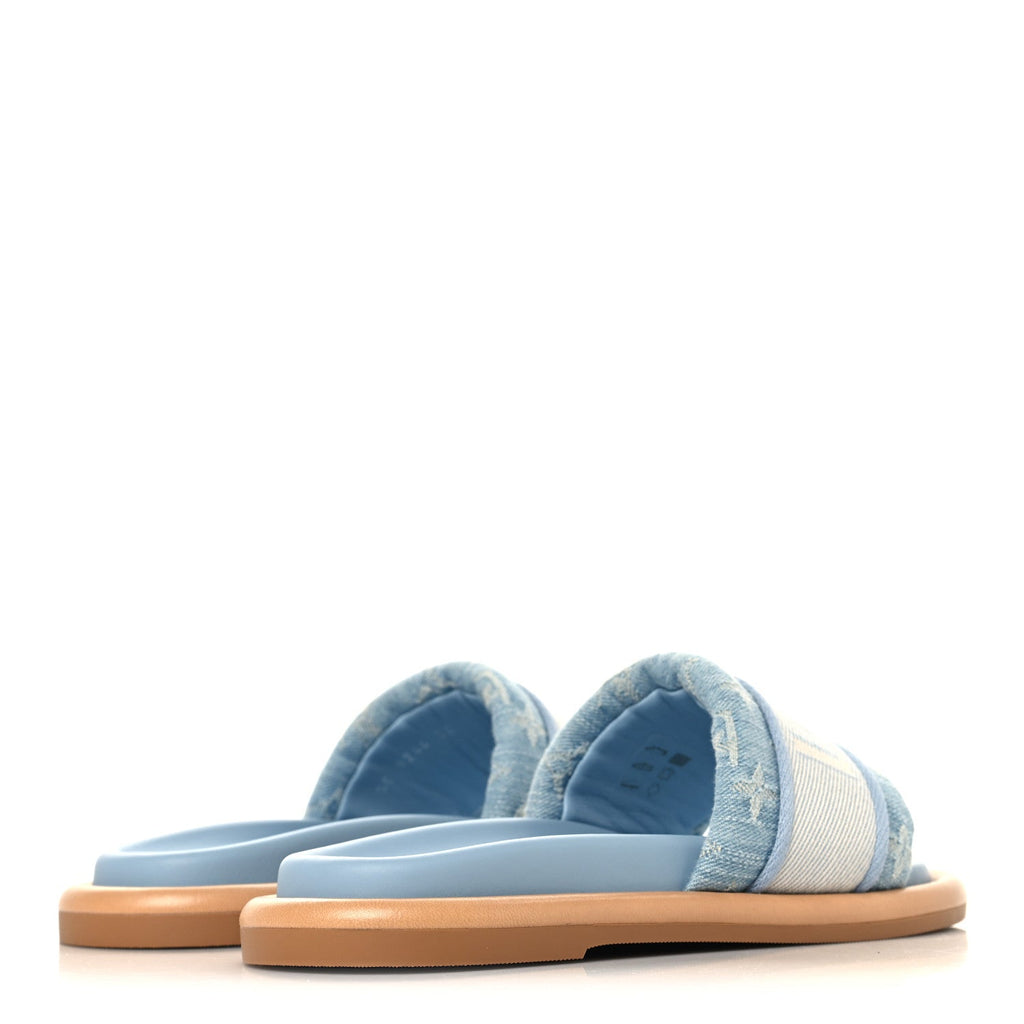 Monogram Denim LV Bliss Womens Comfort Mules 36 Turquoise