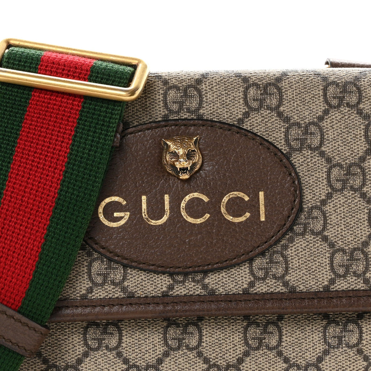 GG Supreme Monogram Web Small Neo Vintage Double Flap Messenger Bag Beige New Acero