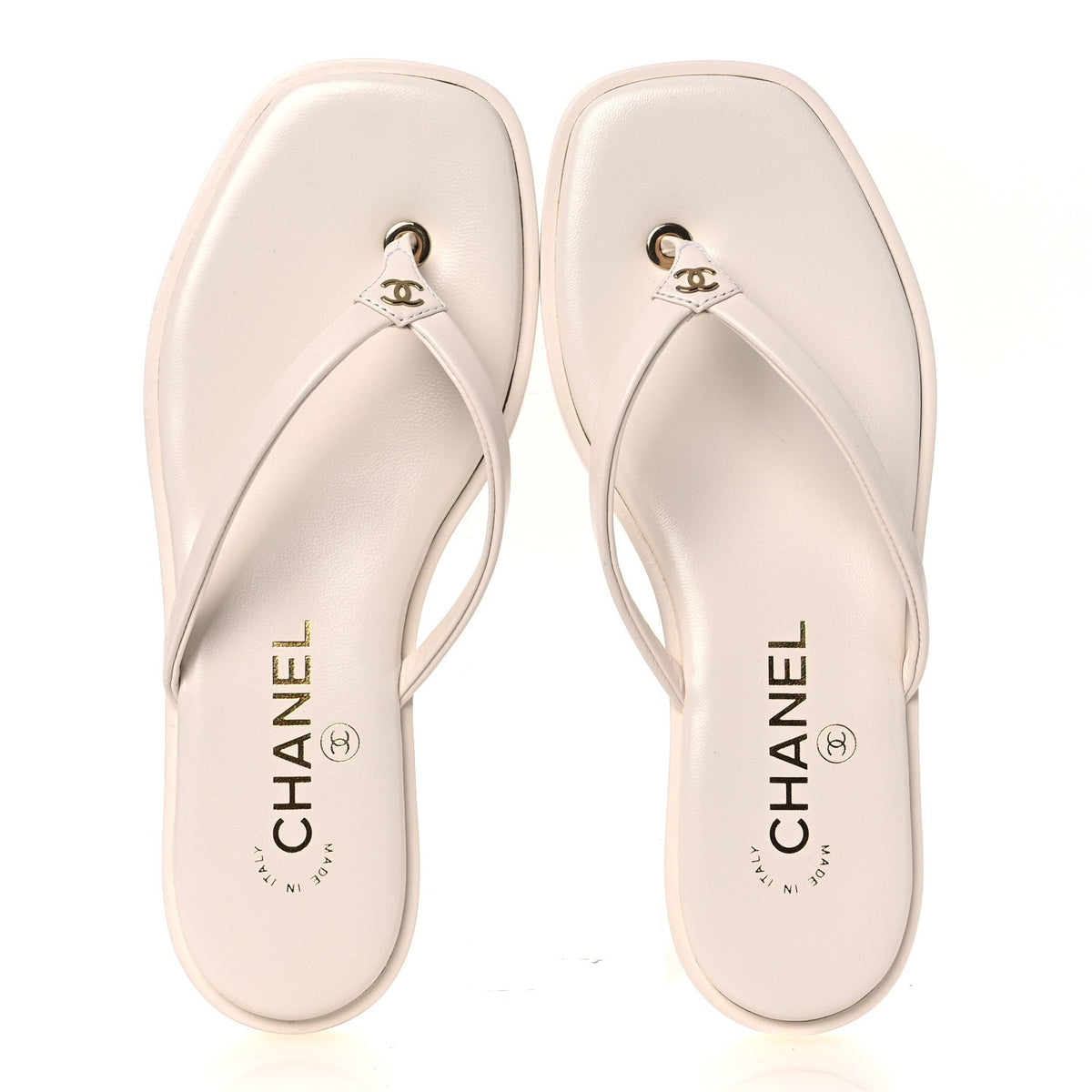Goatskin CC Times Square Thong Sandals 35.5 White