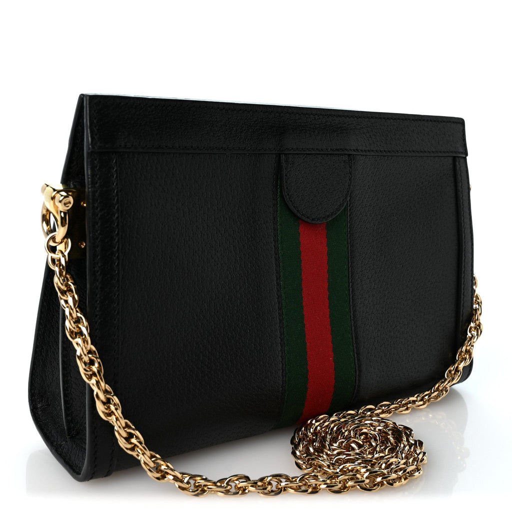 Calfskin GG Web Small Ophidia Chain Shoulder Bag Black