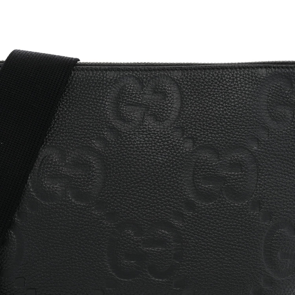 Piuma Calfskin Jumbo GG Embossed Medium Wristlet Messenger Bag Black