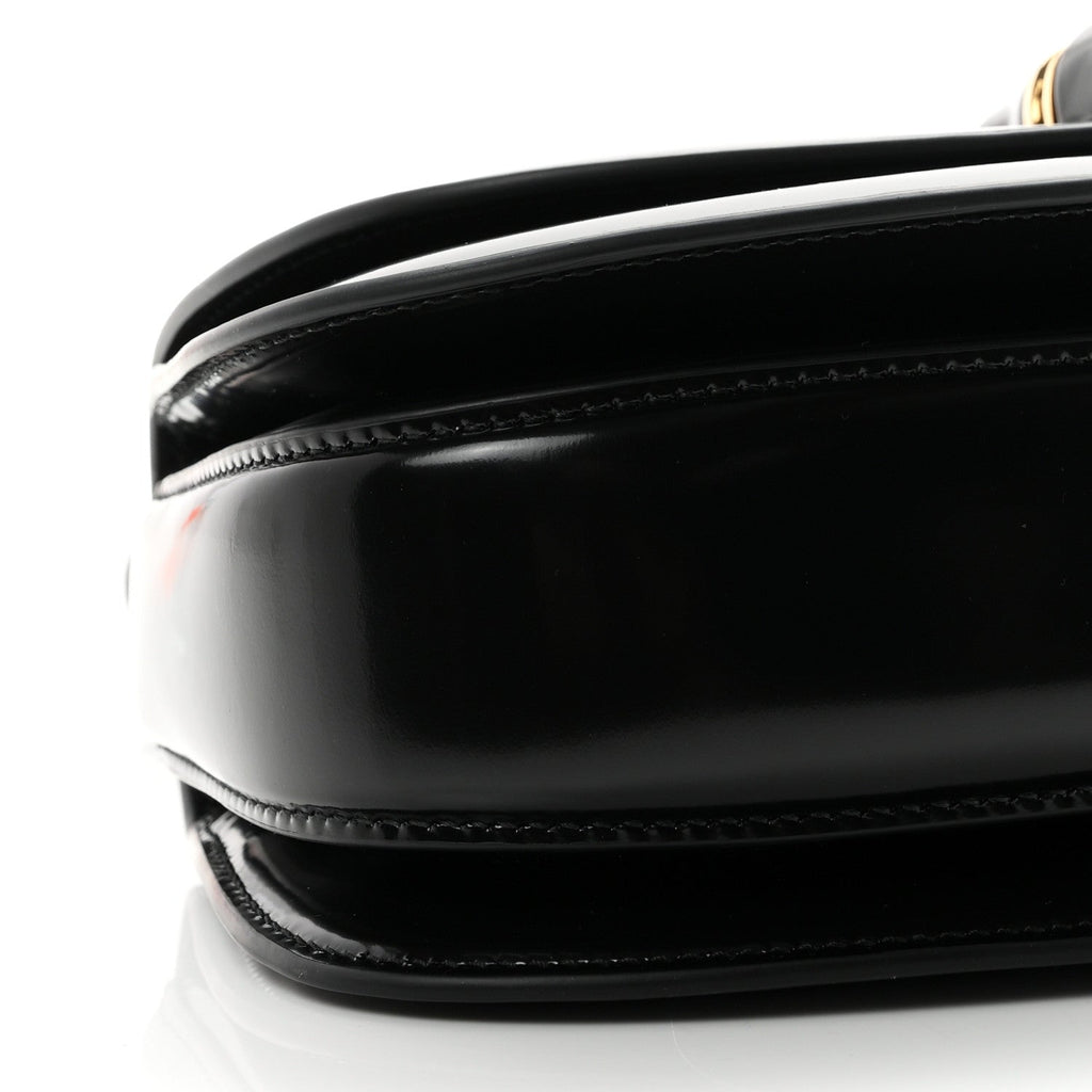 Shiny Polished Calfskin Medium Bamboo Diva Black