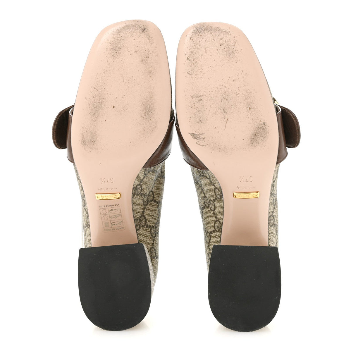 GG Supreme Monogram Malaga Kid Blondie Pumps 37.5 Beige Ebony New Acero