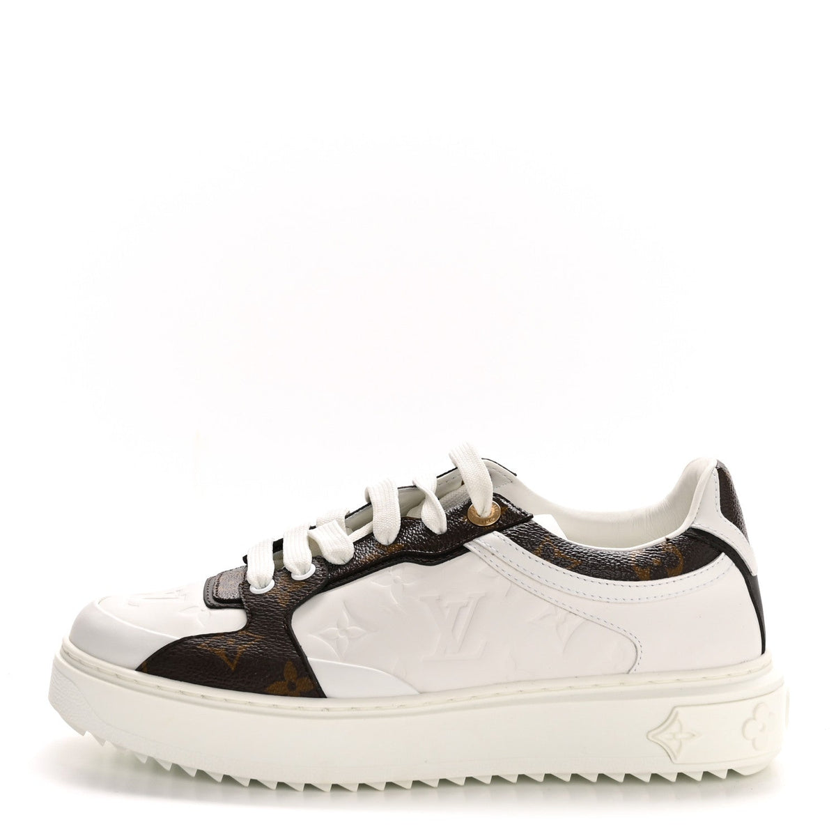 Calfskin Embossed Monogram Time Out Sneakers 39 White
