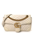 Calfskin Matelasse Small GG Marmont Shoulder Bag White
