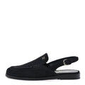 Suede Calfskin Slingback Loafers 38 Black