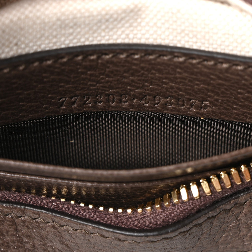 GG Supreme Monogram Textured Dollar Calfskin Small Ophidia Shoulder Bag Beige Ebony New Acero
