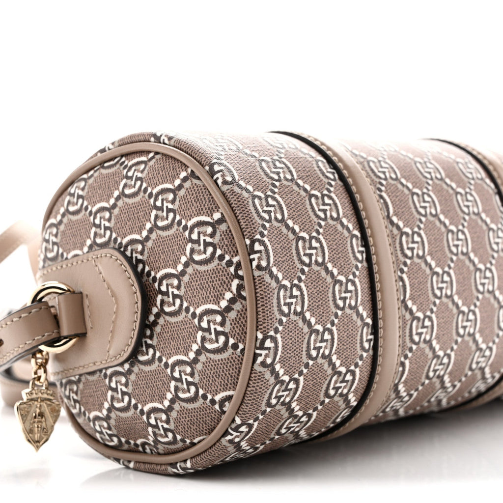 GG Shadow Monogram Top Handle Bowler Bag Rocky Ebony Grey White Rocky
