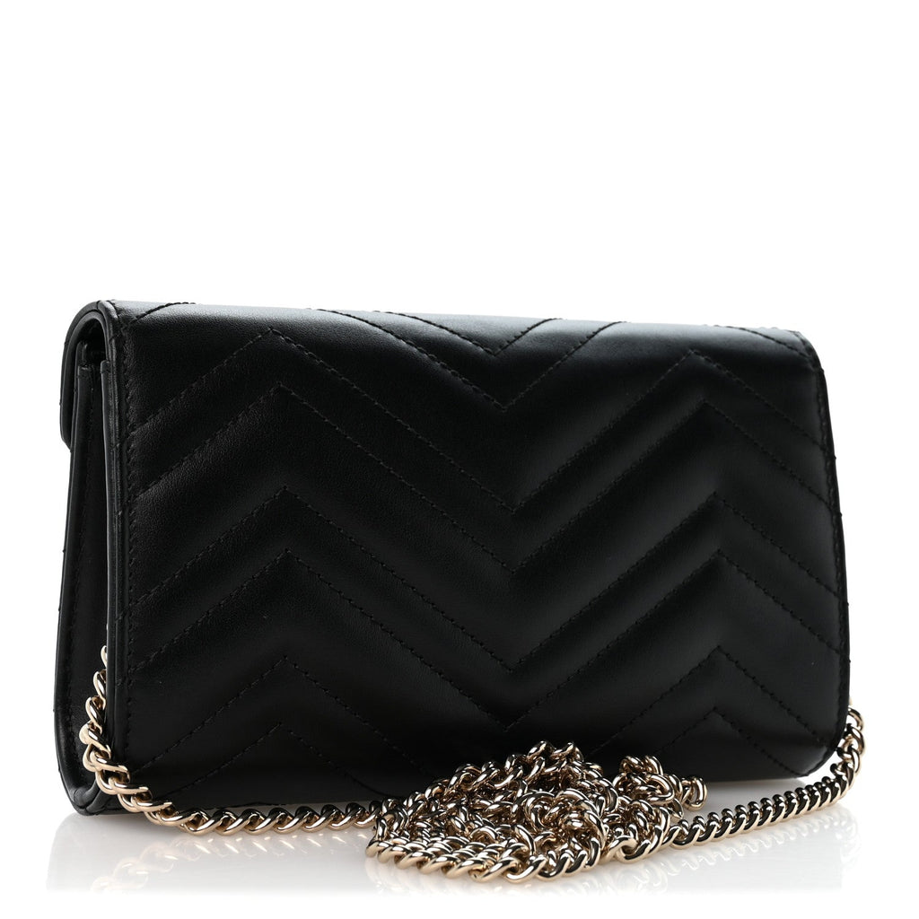 Calfskin Matelasse GG Marmont Chain Wallet Black