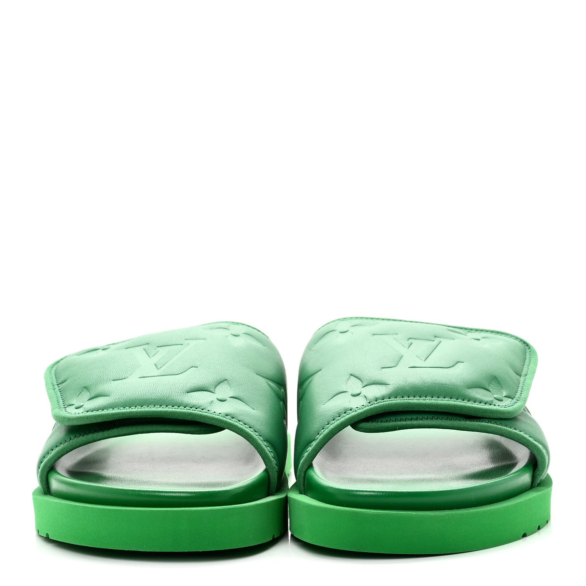 Embossed Monogram Pool Pillow Comfort Mules 9 Green