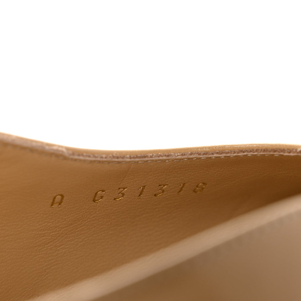 Goatskin Grosgrain Cap Toe CC Slingback Pumps 41 Beige Black