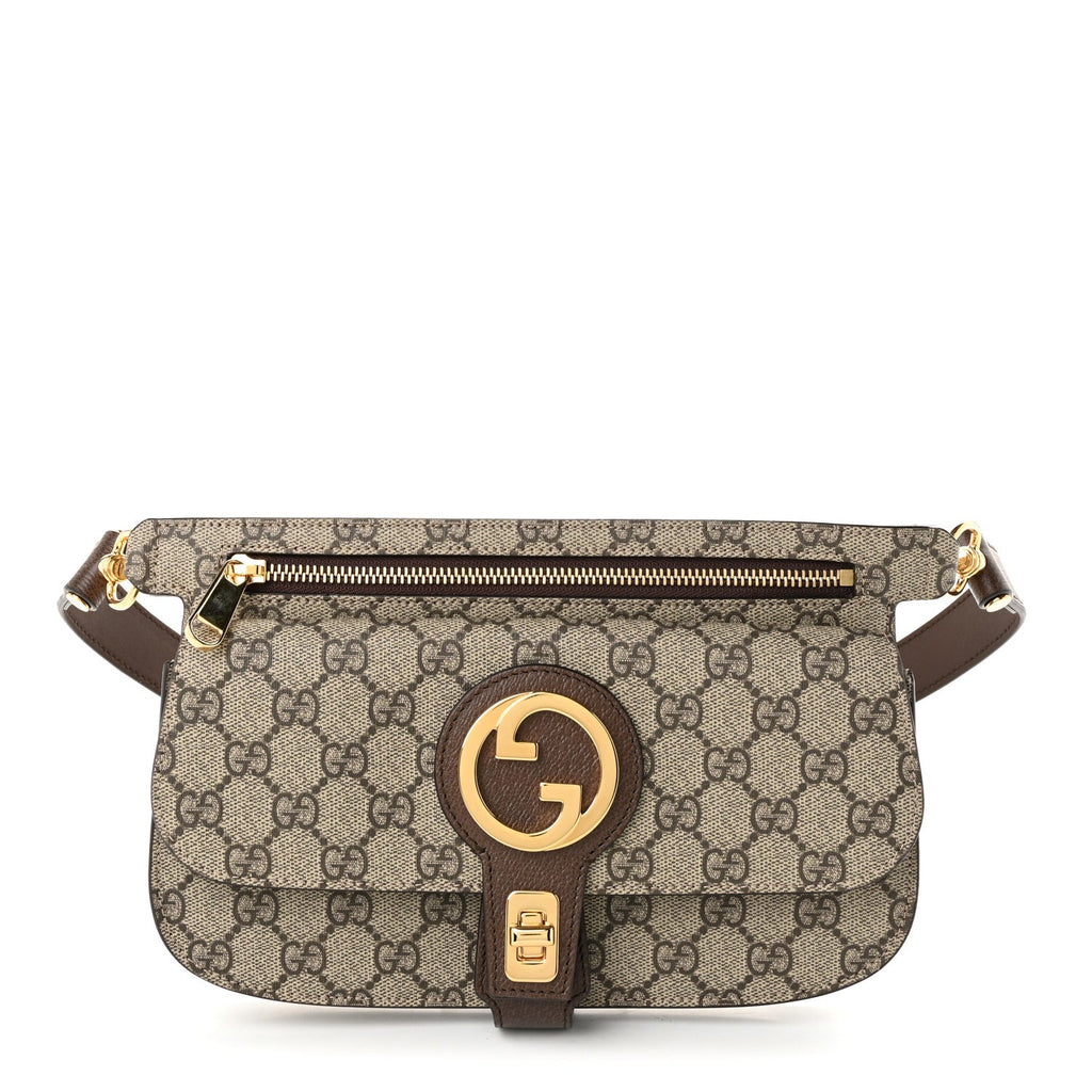 GG Supreme Monogram Textured Dollar Calfskin Blondie Belt Bag Beige Ebony New Acero