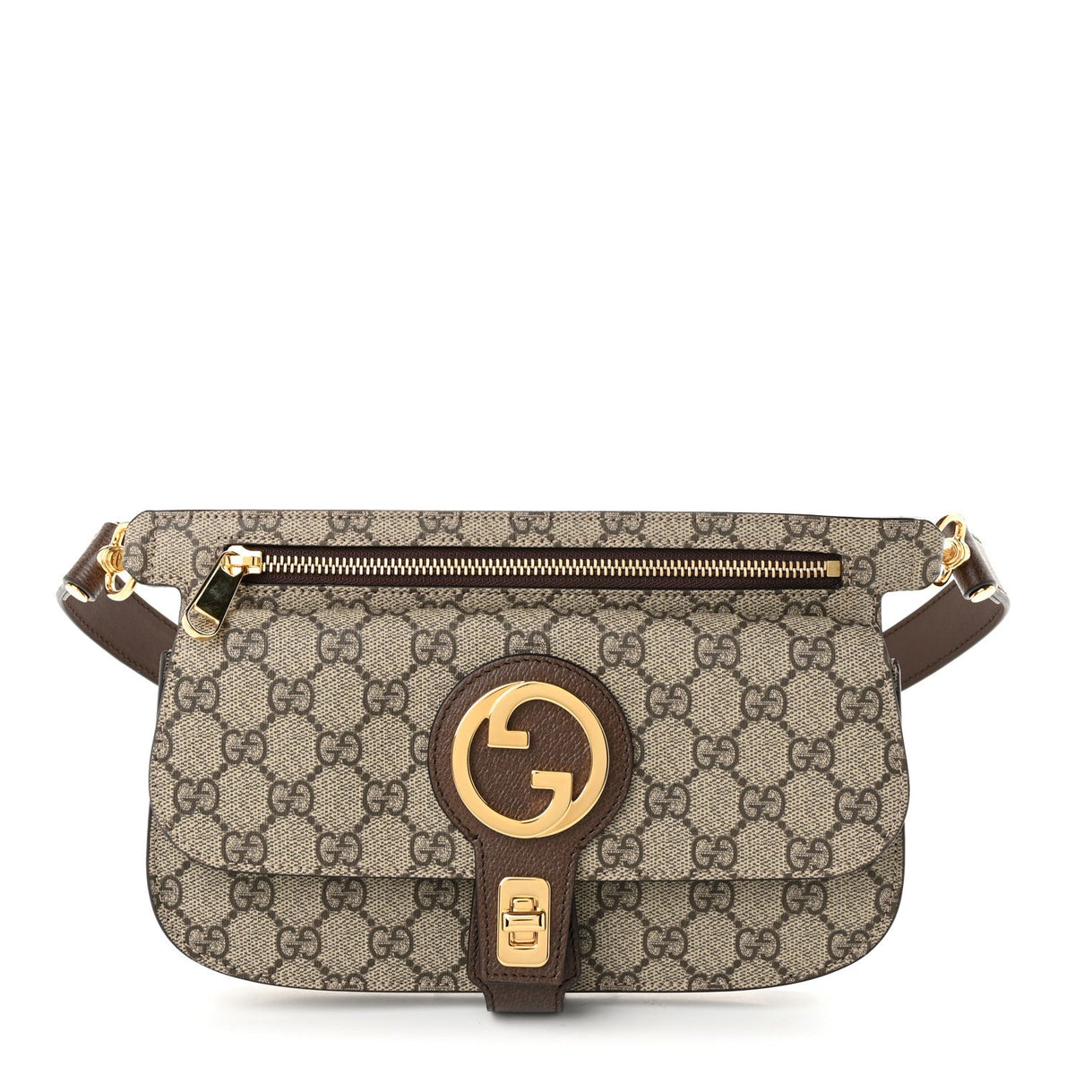GG Supreme Monogram Textured Dollar Calfskin Blondie Belt Bag Beige Ebony New Acero