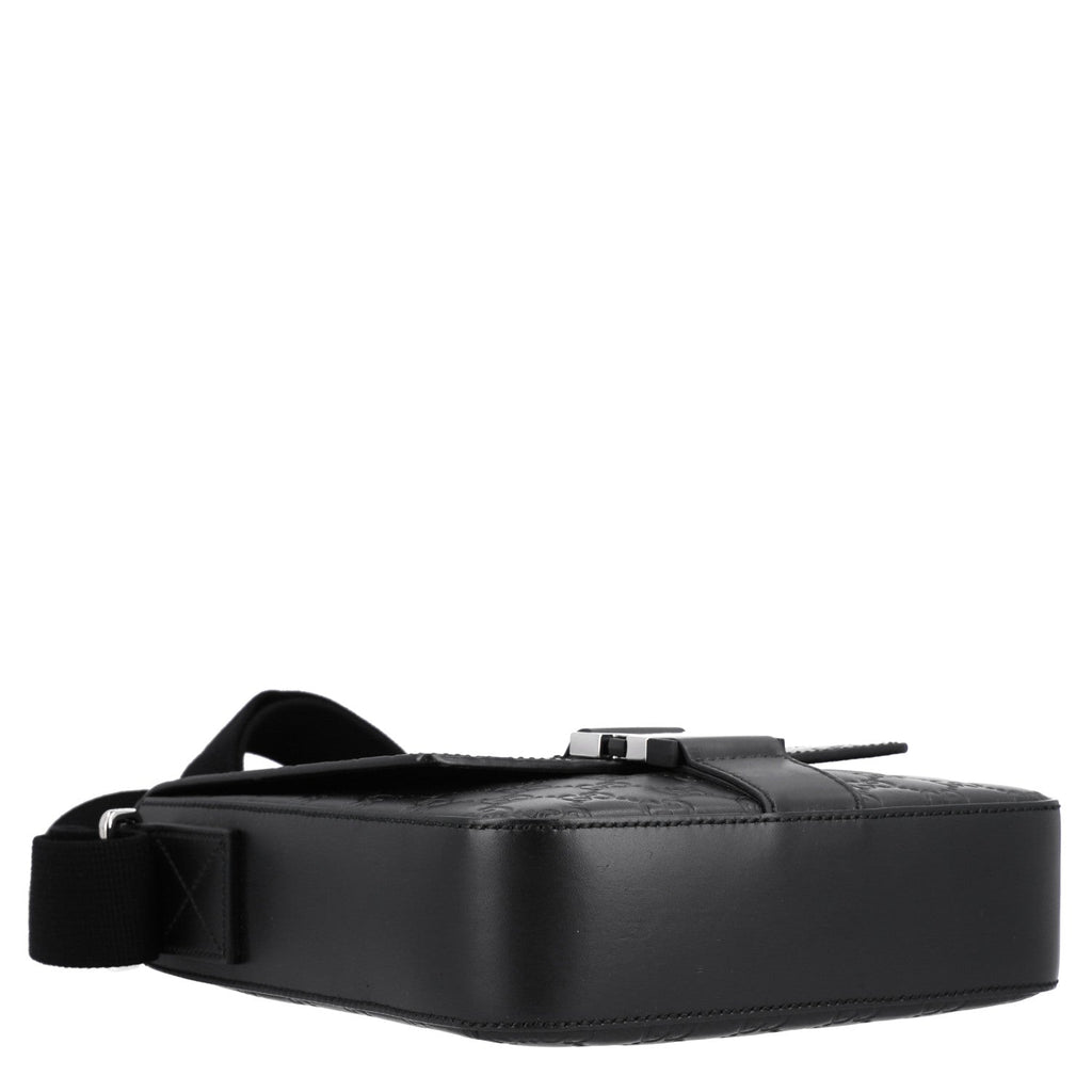 Guccissima Signature Single Buckle Flap Messenger Bag Black