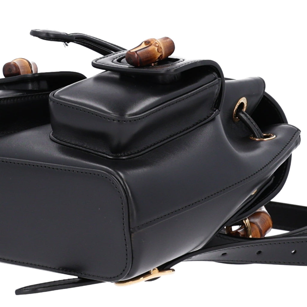 Calfskin Bamboo Backpack Black