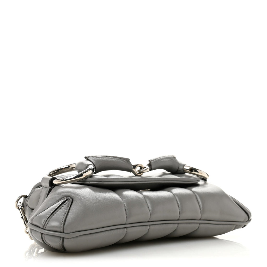 Nappa Vertical Matelasse Small Maxi Horsebit Chain Shoulder Bag Gray