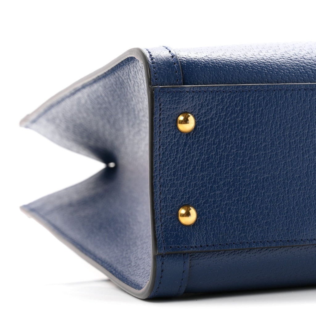 Textured Dollar Calfskin Web Small Diana Tote Bag Royal Crop