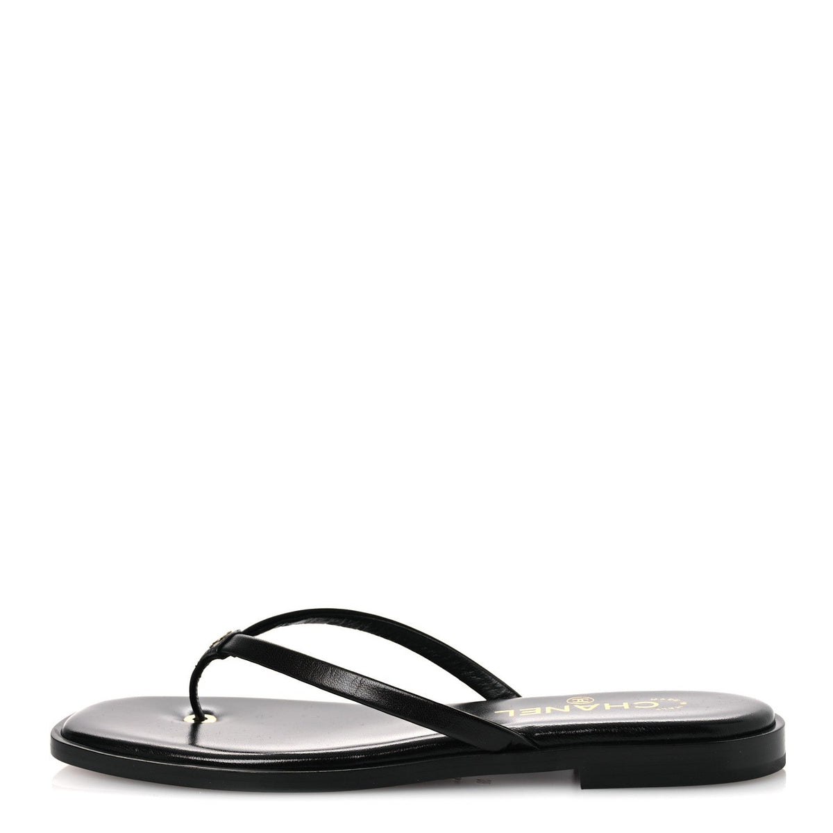 Goatskin CC Times Square Thong Sandals 38 Black