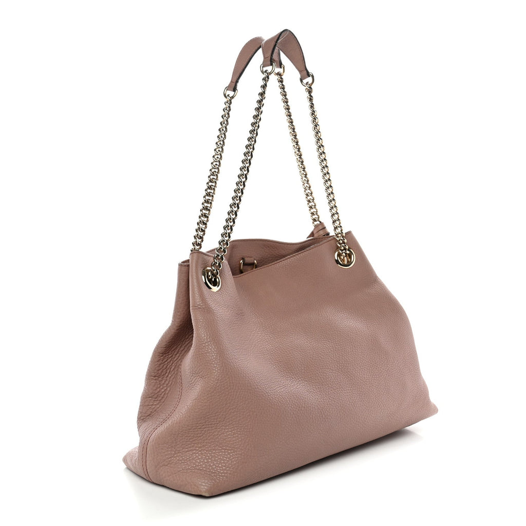 Pebbled Calfskin Medium Soho Chain Shoulder Bag Antique Rose