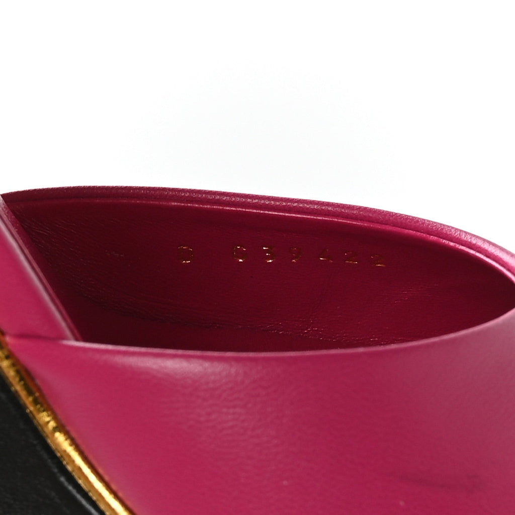 Lambskin Cap Toe Open Wedge Pumps 40 Fuchsia Black