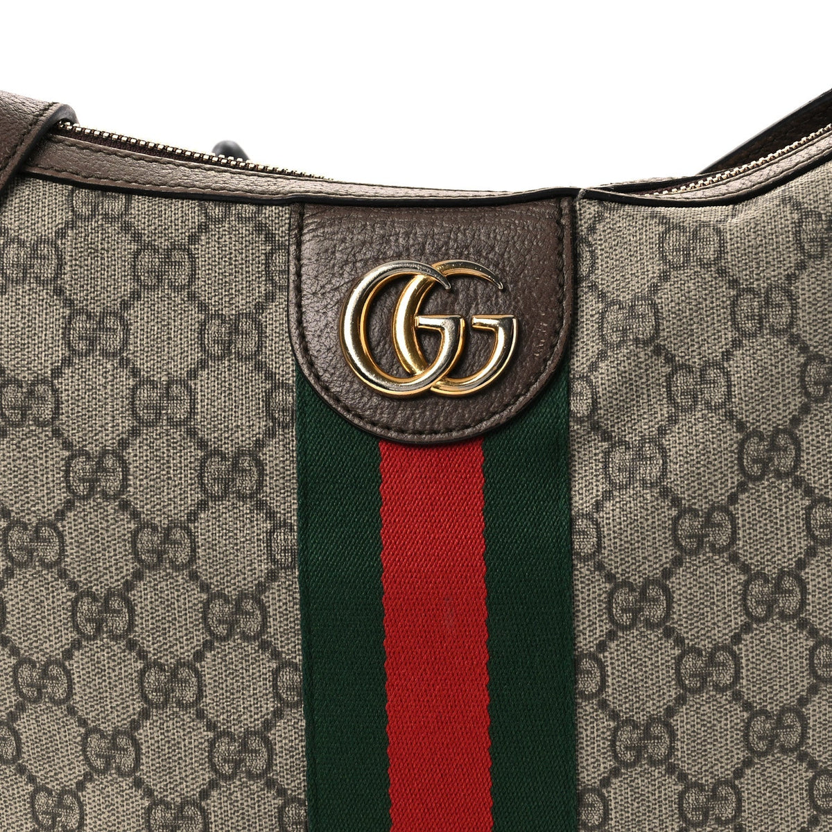 GG Supreme Monogram Web Small Ophidia Half Moon Hobo Brown