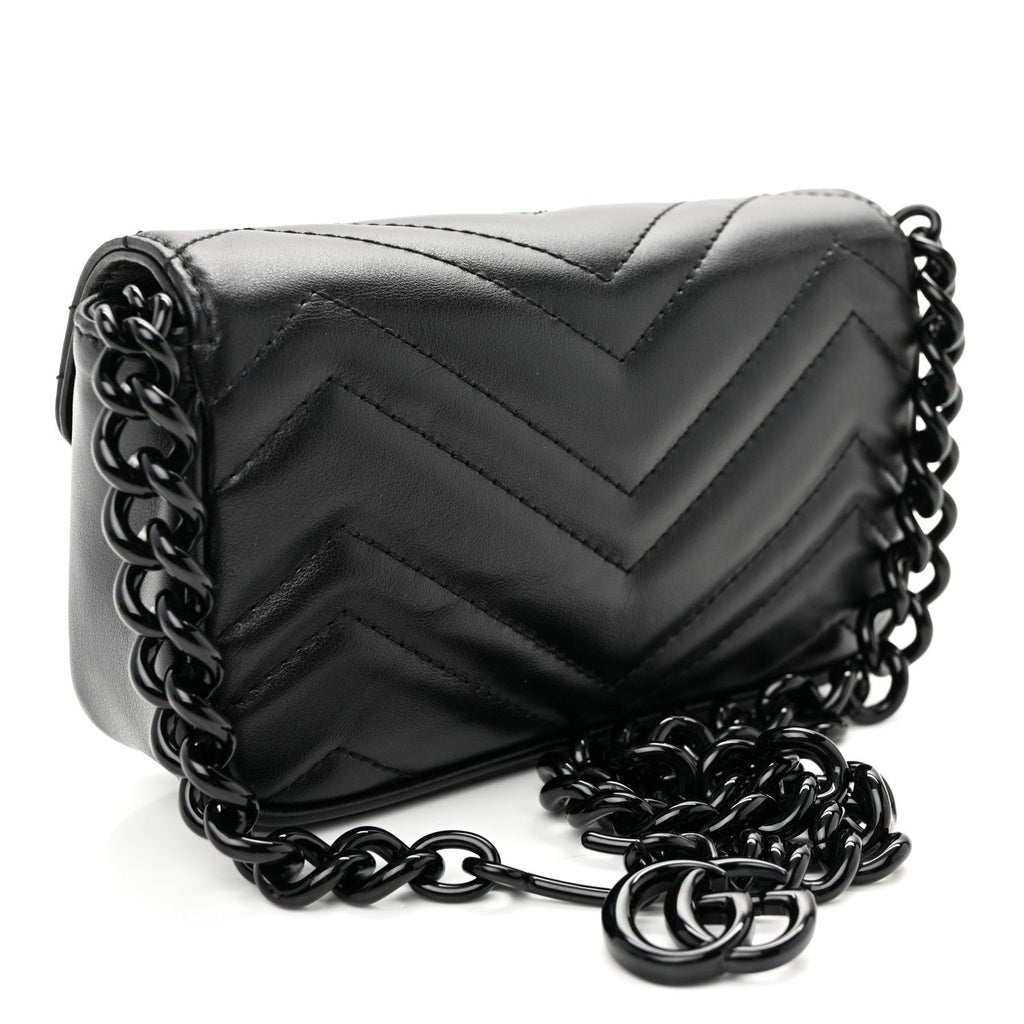 Calfskin Matelasse Monochrome GG Marmont Chain Belt Bag Black