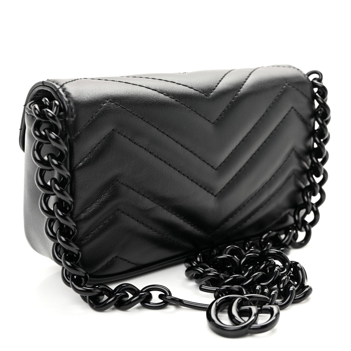 Calfskin Matelasse Monochrome GG Marmont Chain Belt Bag Black