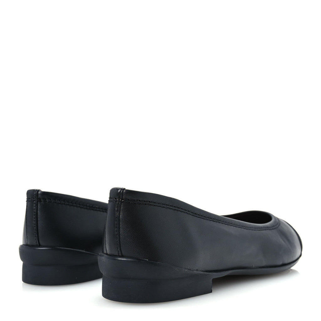 Lambskin Cap Toe CC Uniform Ballerina Flats 37 Black
