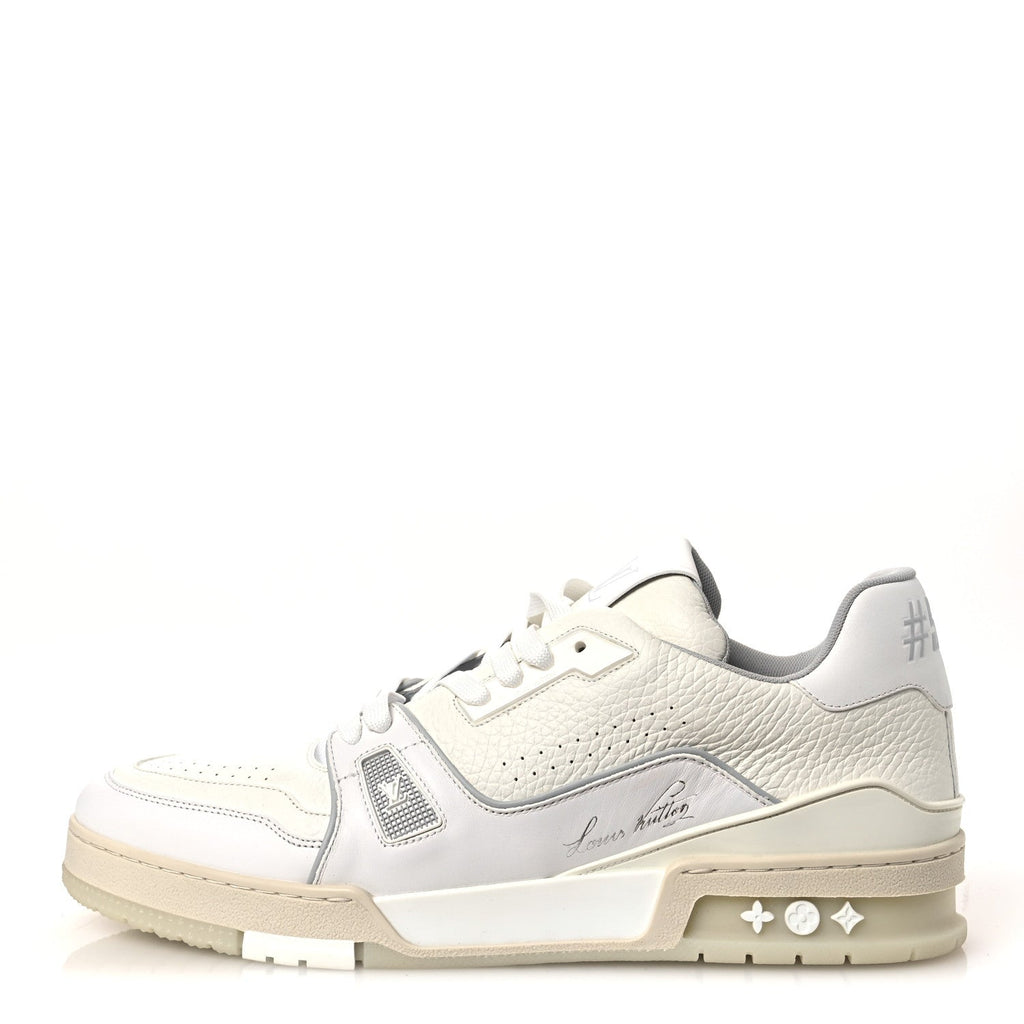 Calfskin Mens LV Trainer Sneakers 10 White