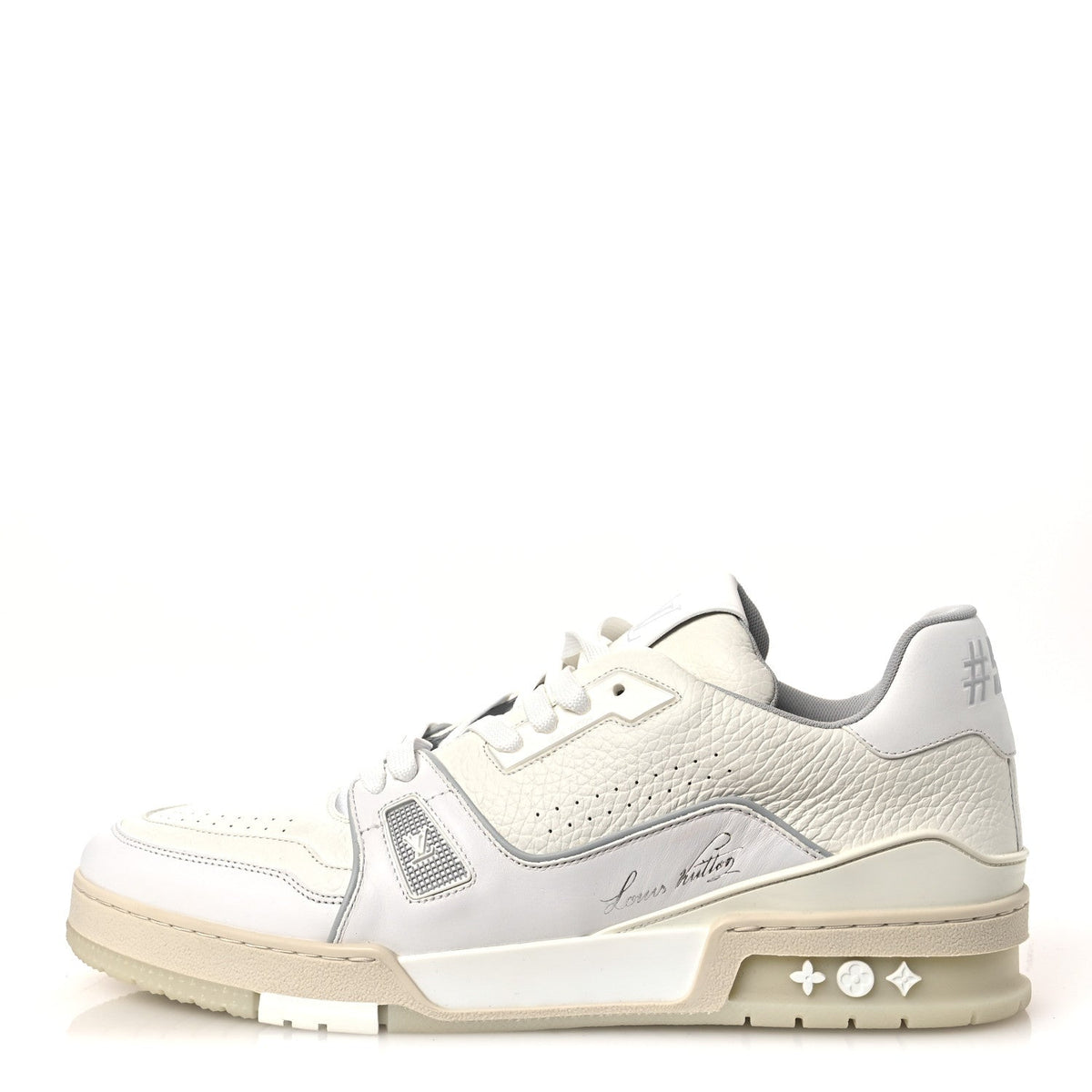 Calfskin Mens LV Trainer Sneakers 10 White