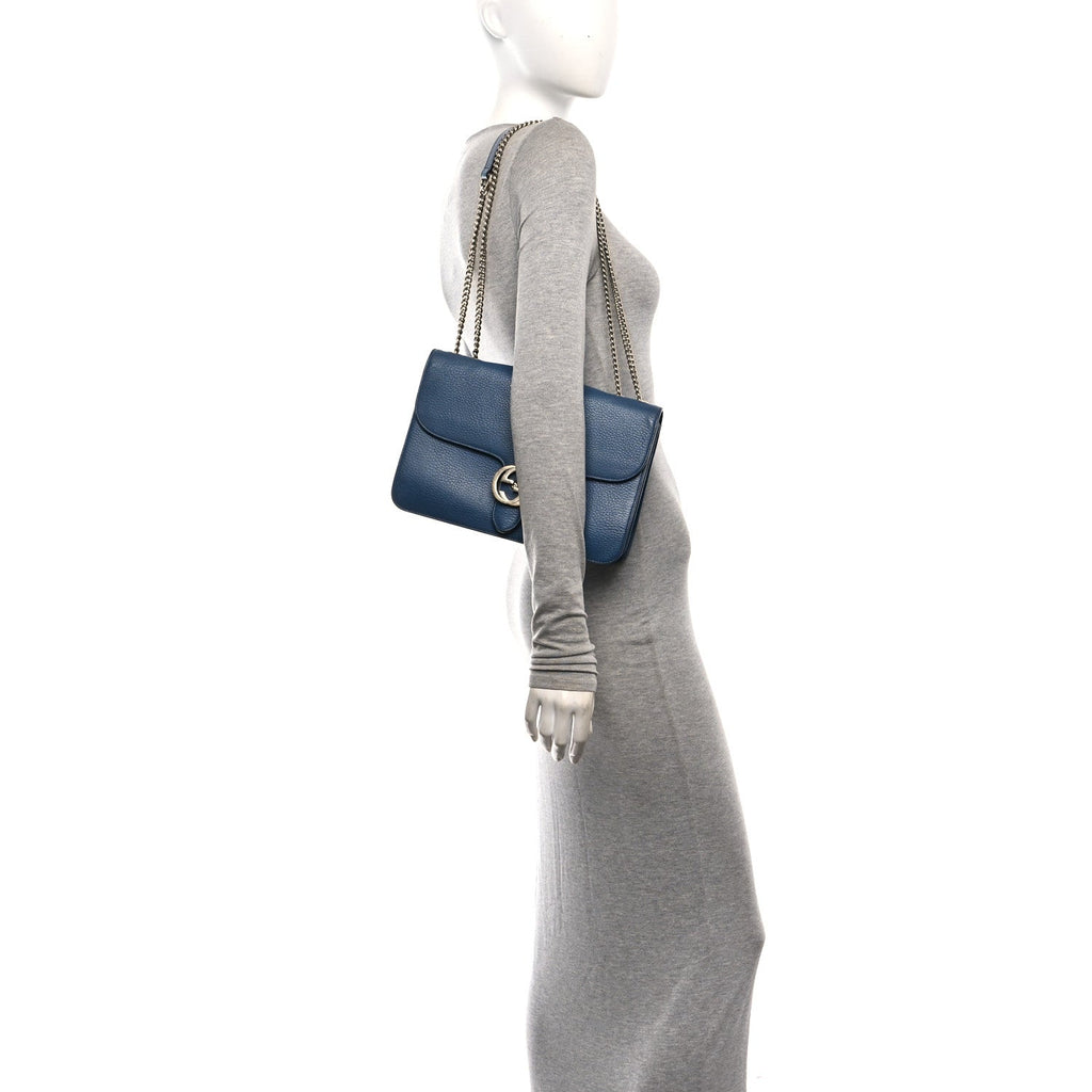 Dollar Calfskin Small Interlocking G Shoulder Bag Caspian
