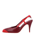 Lambskin Cap Toe CC Slingback Pumps 37 Burgundy Red