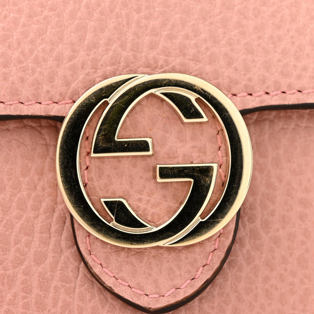 Dollar Calfskin Interlocking G Chain Wallet Soft Pink