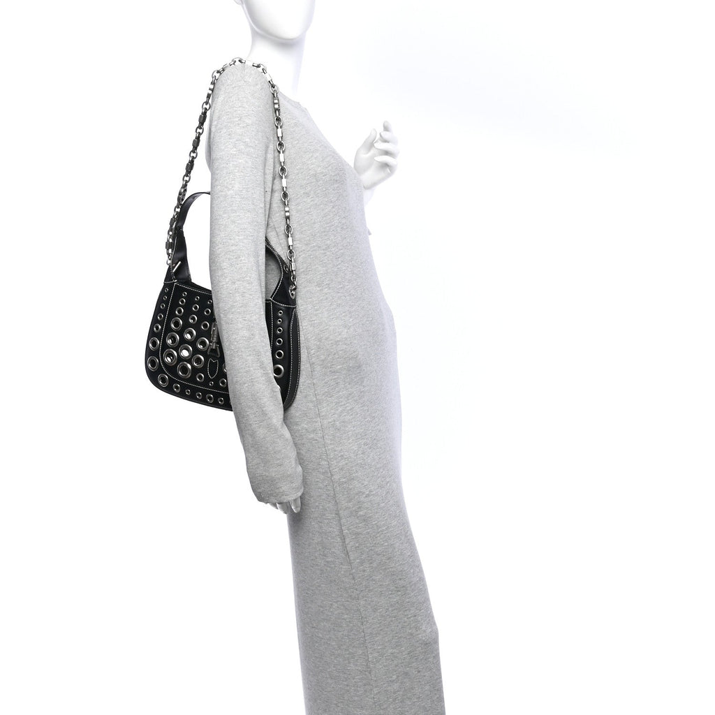 Calfskin Ha Ha Ha Jackie 1961 Eyelet Hobo Black