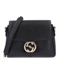 Dollar Calfskin Interlocking G Crossbody Bag Black