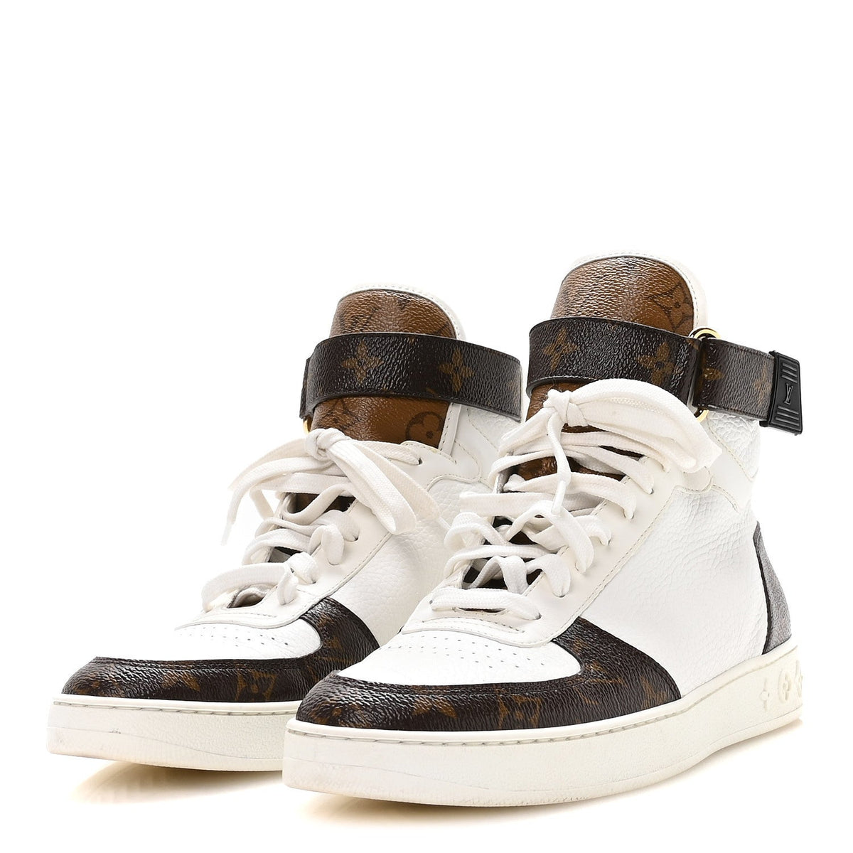Grained Calfskin Monogram Boombox Sneaker Boots 39 White