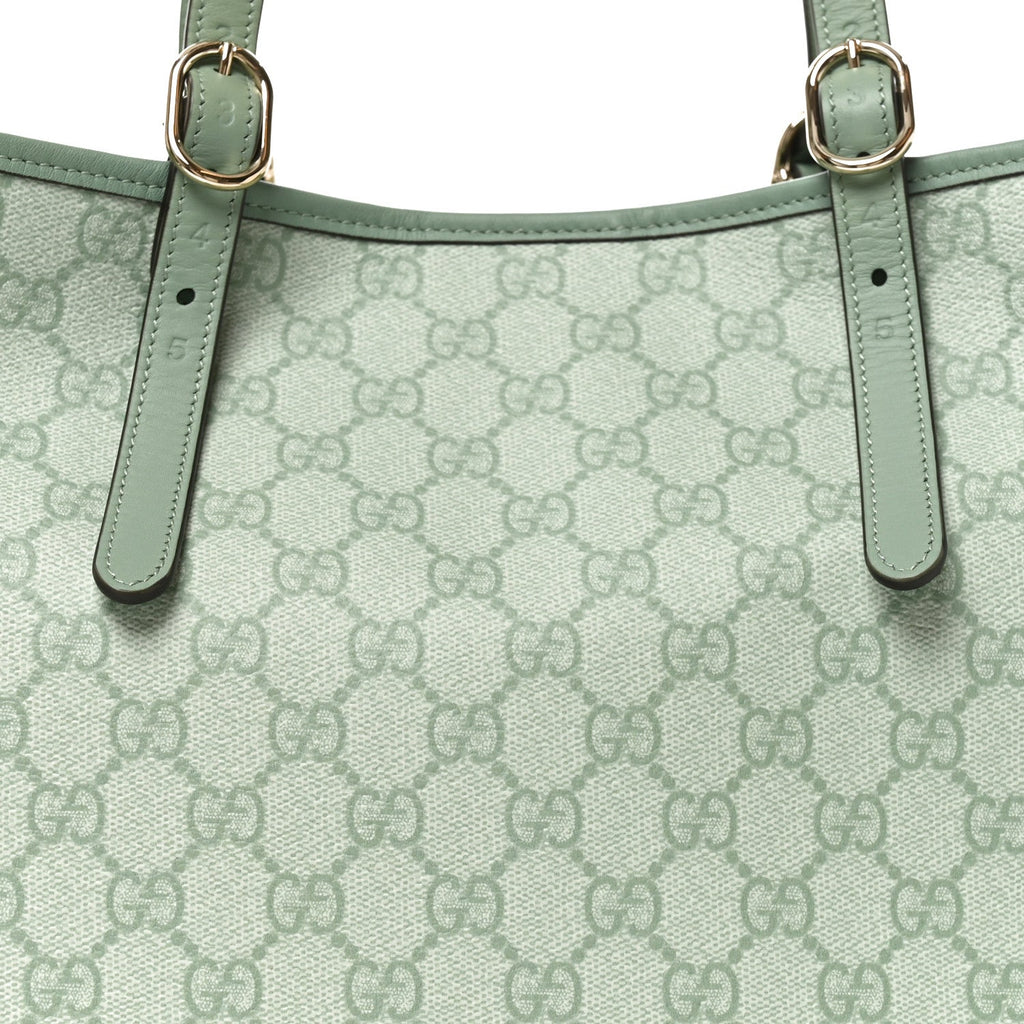 GG Supreme Monogram Emblem Large Tote Bag Sage Green