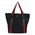 GG Monogram Medium Web Handle Vertical Tote Black