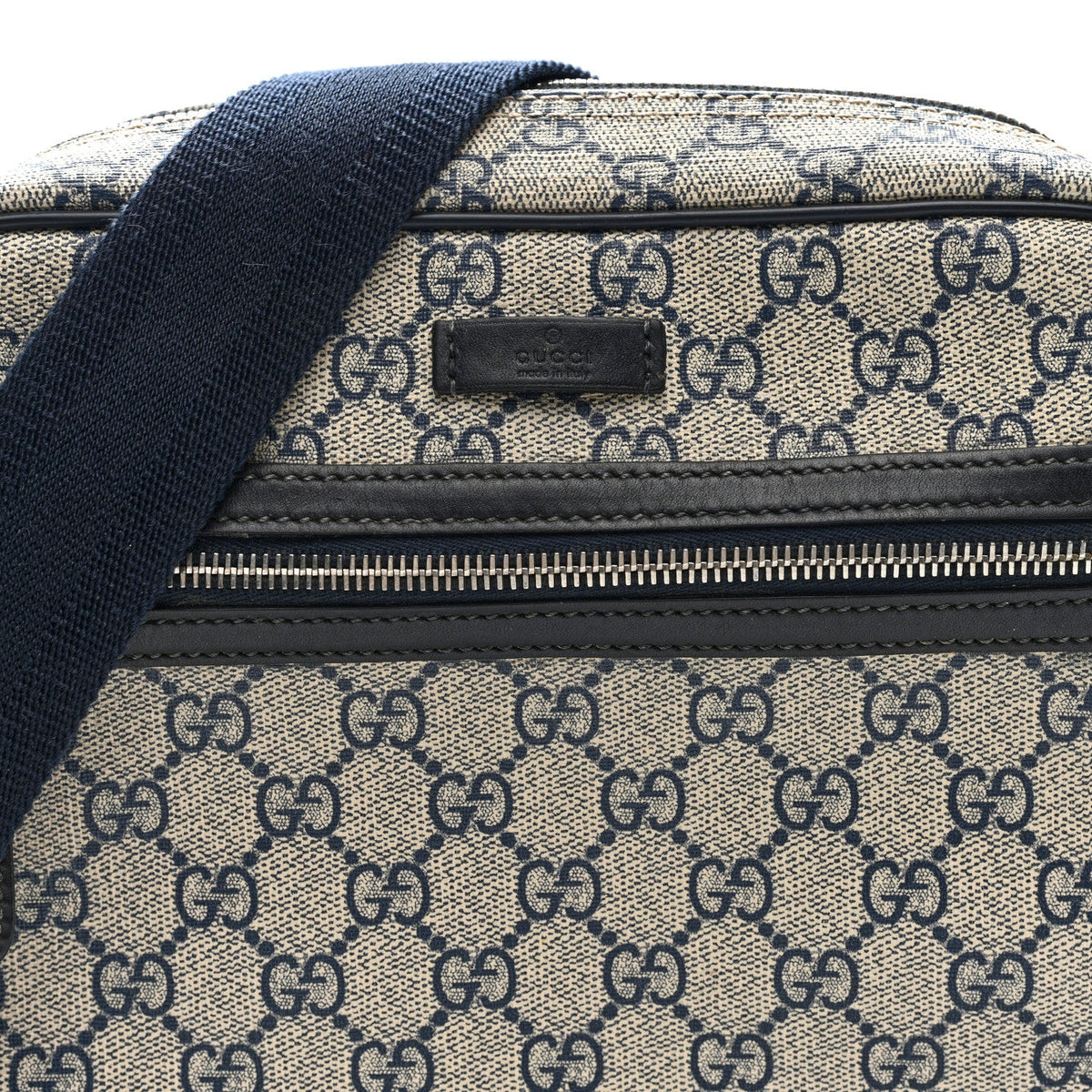 GG Plus Monogram Selleria Calfskin Medium Messenger Bag Beige Blue