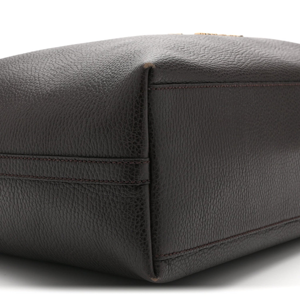 Calfskin Medium Braided Handle Gifford Tote Dark Brown