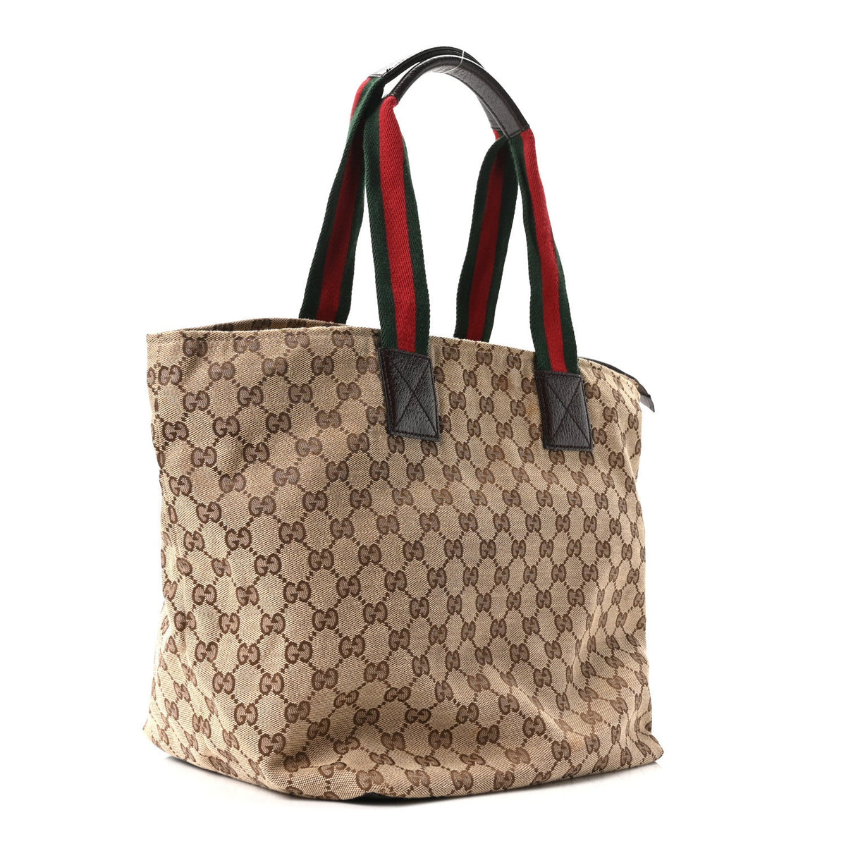 Monogram Large Web Handle Bucket Tote Dark Brown