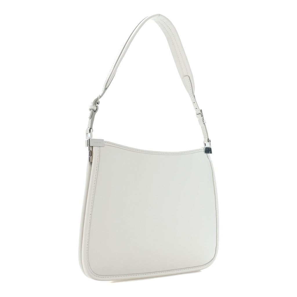 Calfskin Horsebit Slim Shoulder Bag White