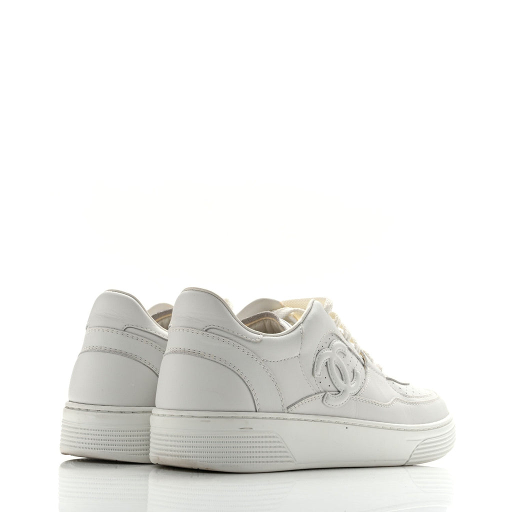 Calfskin CC Womens Sneakers 39.5 White