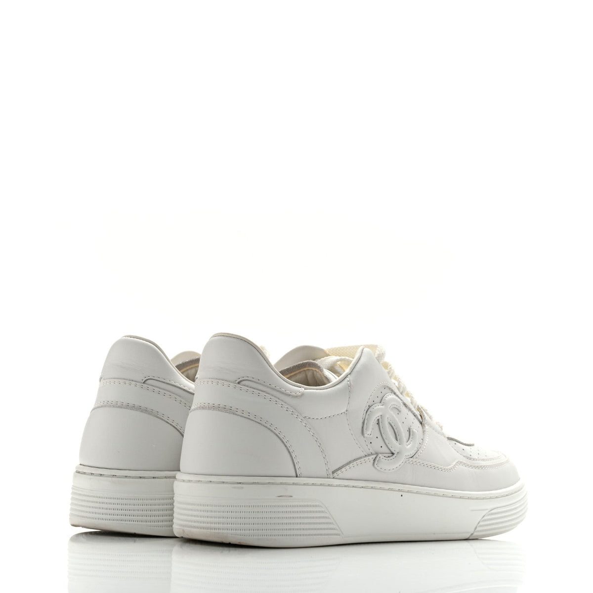Calfskin CC Womens Sneakers 39.5 White