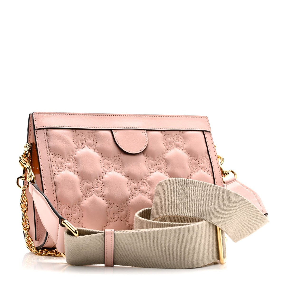 Calfskin GG Matelasse Small Slim Chain Shoulder Bag Perfect Pink Natural