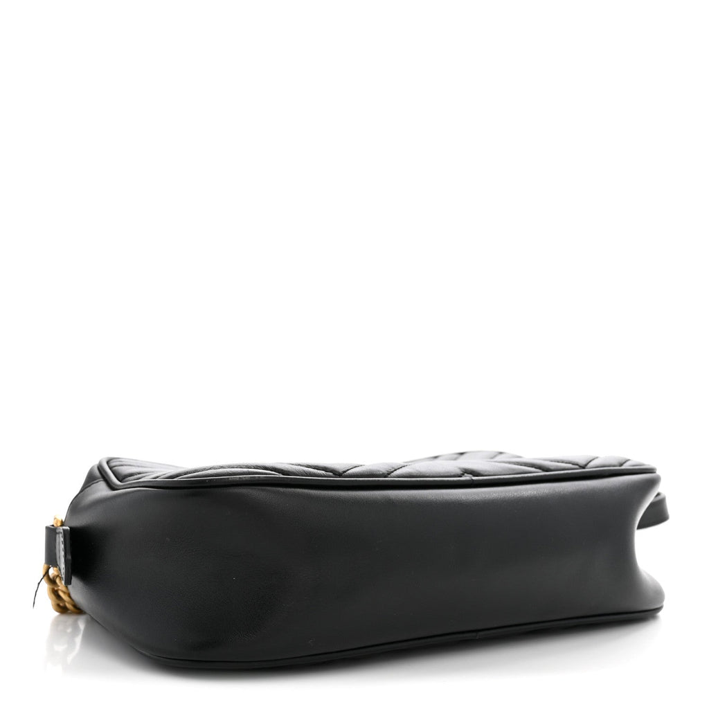 Calfskin Matelasse Small GG Marmont Chain Shoulder Bag Black