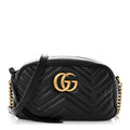Calfskin Matelasse Small GG Marmont Chain Shoulder Bag Black Black
