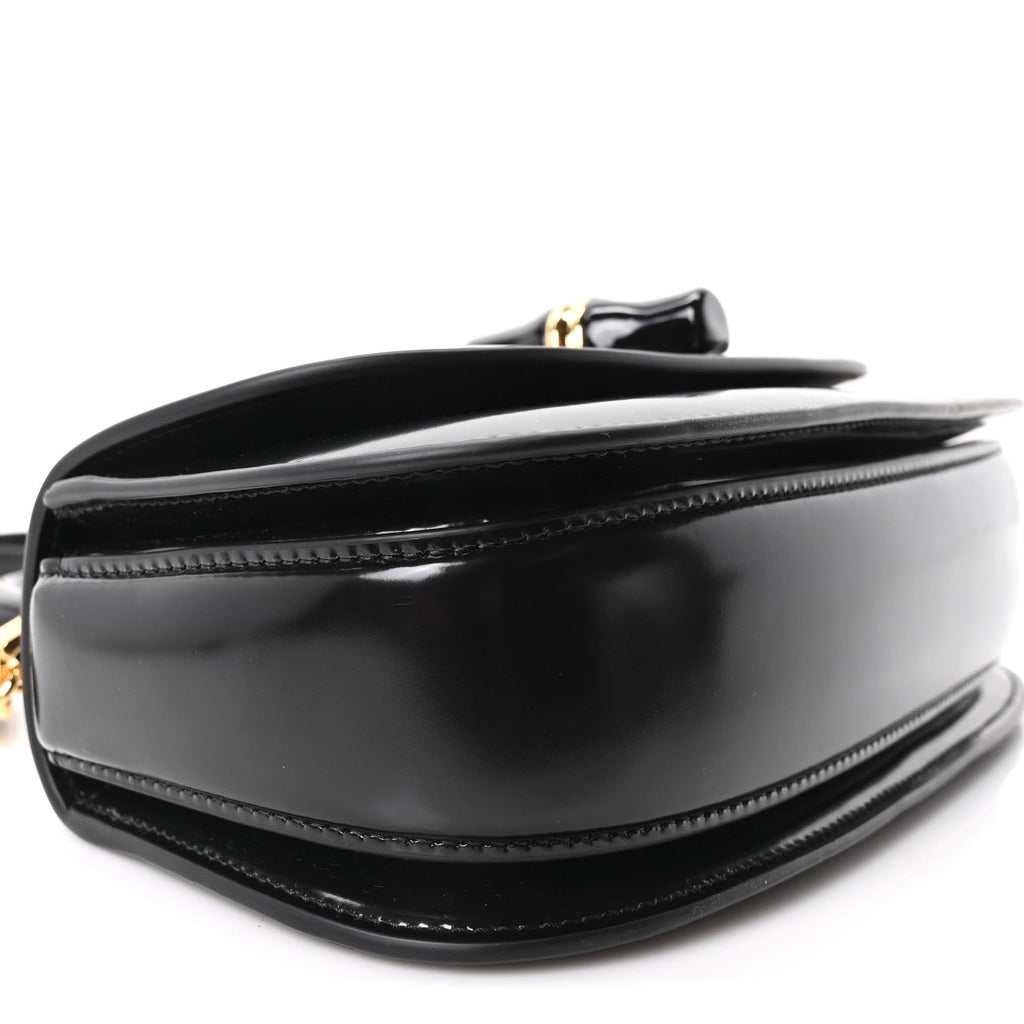 Shiny Polished Calfskin Medium Bamboo Diva Black