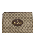 GG Supreme Monogram Neo Vintage Zip Wristlet Pouch Beige New Acero Crop